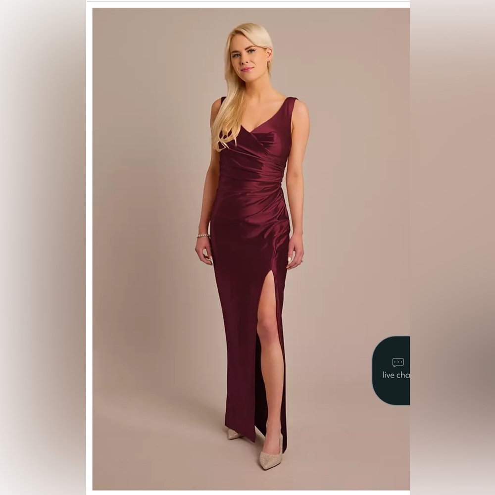 David’s Bridal Sculpting Wine Burgundy Satin Tank Cowl Back Dress Size 16